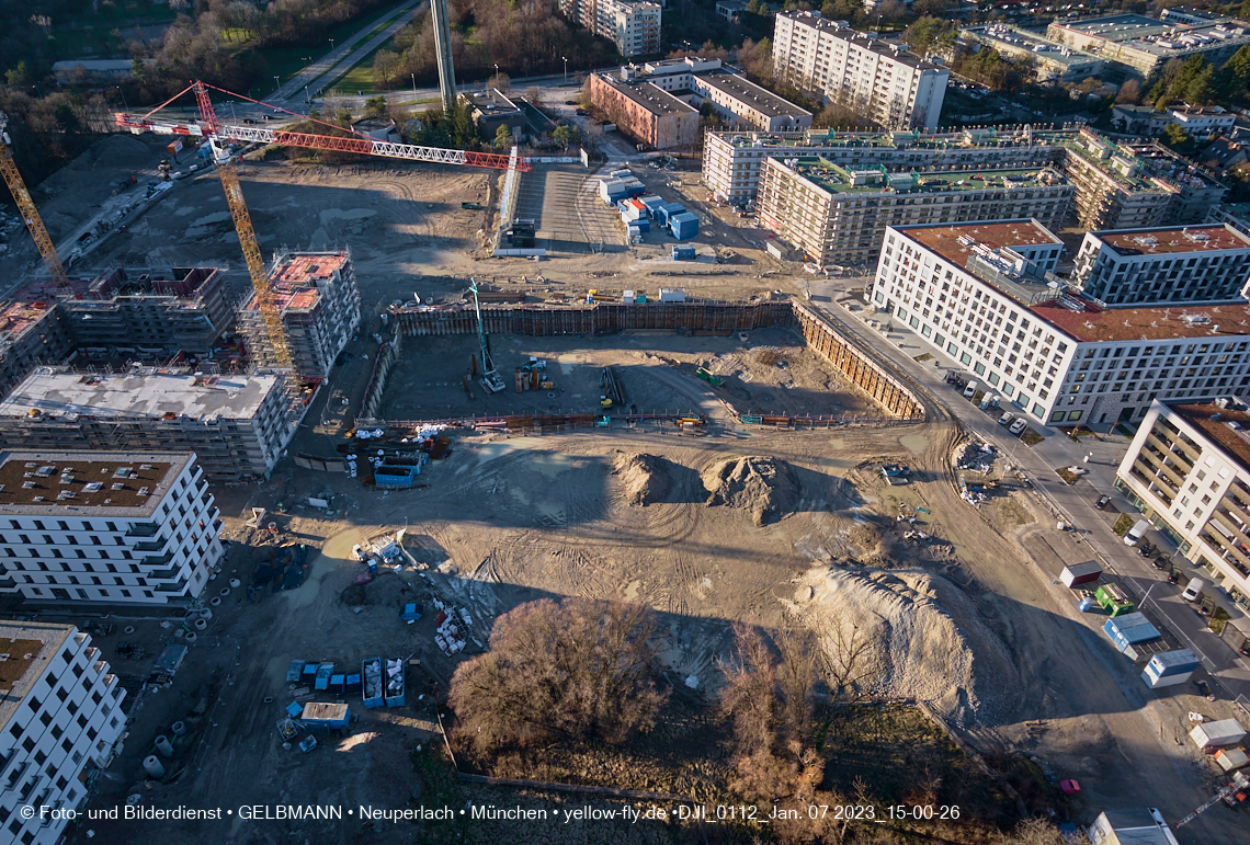 07.01.2023 - Baustelle zum Alexisquartier und Pandion Verde in Neuperlach 07.01.2023 - Baustelle zum Alexisquartier und Pandion Verde in Neuperlach